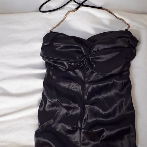 Windsor Black Satin Mermaid Gown Size 5/6 – Strapless Ruched Prom Formal Dress - Picture 7 of 13